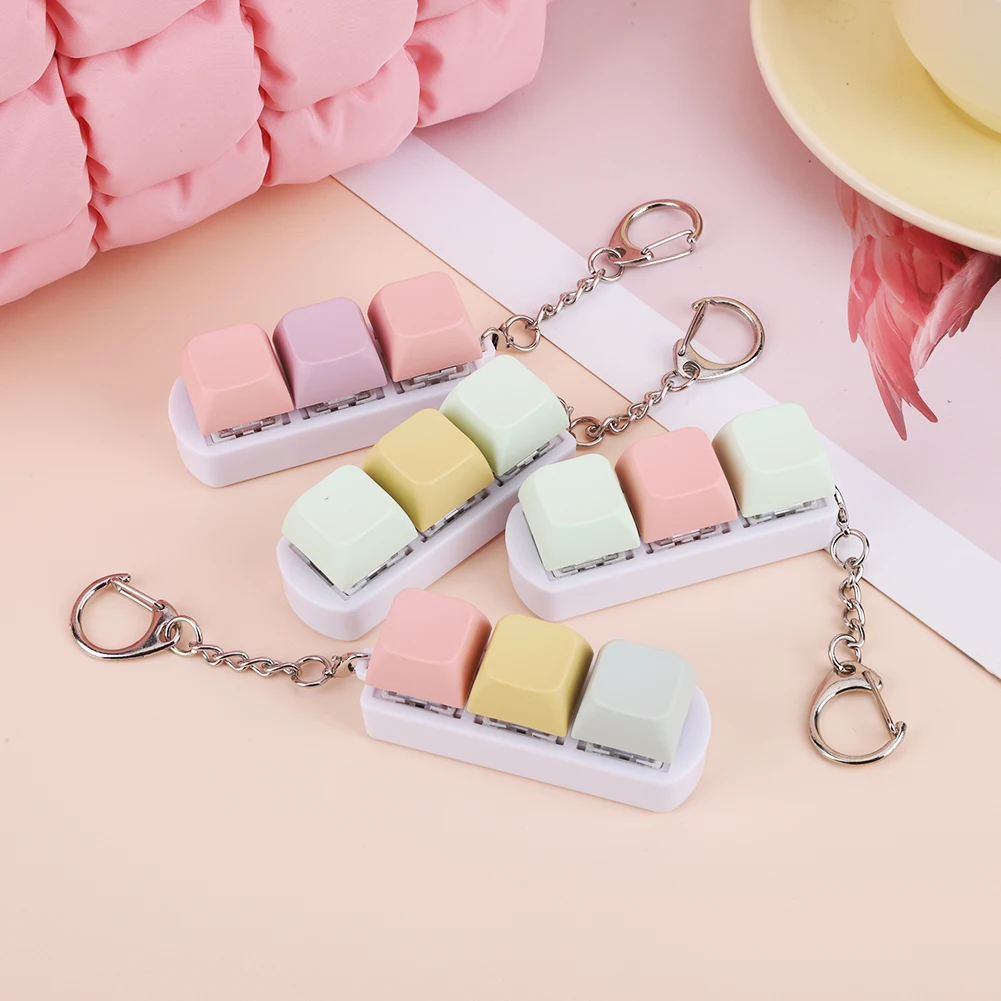 Anti-stress Fidget Keyboard Key Toy Stress Relief Keyboard Keychain Toys DIY Keyboard Keychain Toys for Children Adult Gifts