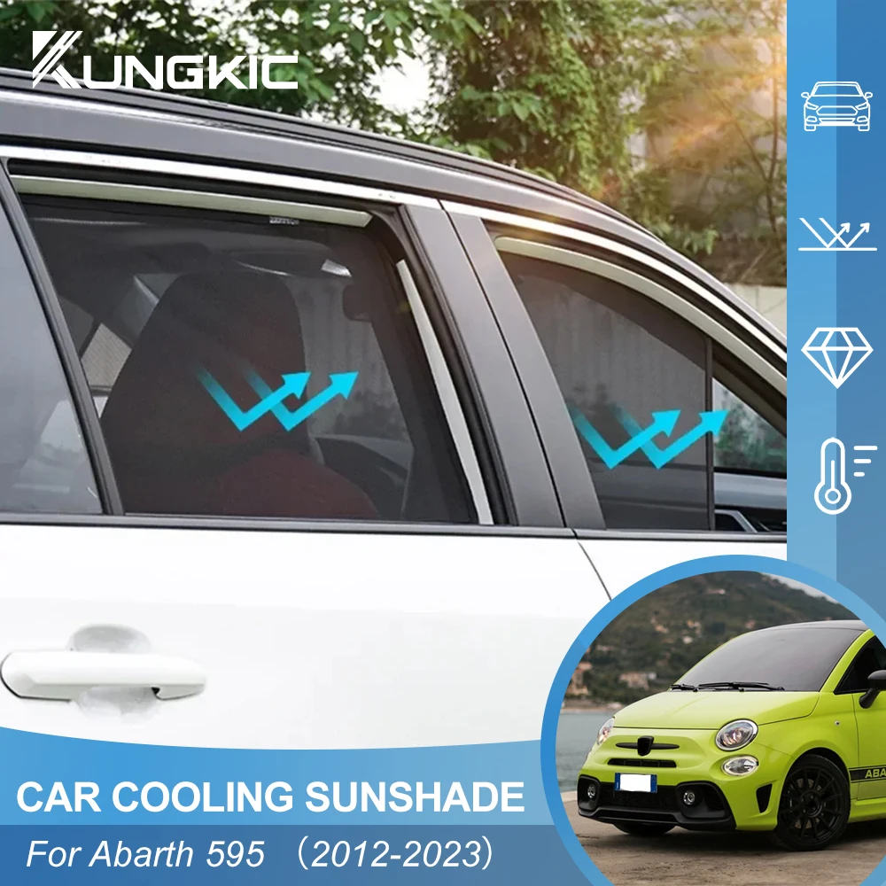 For Abarth 595 2012 2013 2014 2015 2016 2017 2018-2023 Magnetic Car Sunshade Front Windshield Curtain Rear Side Window Sun Shade