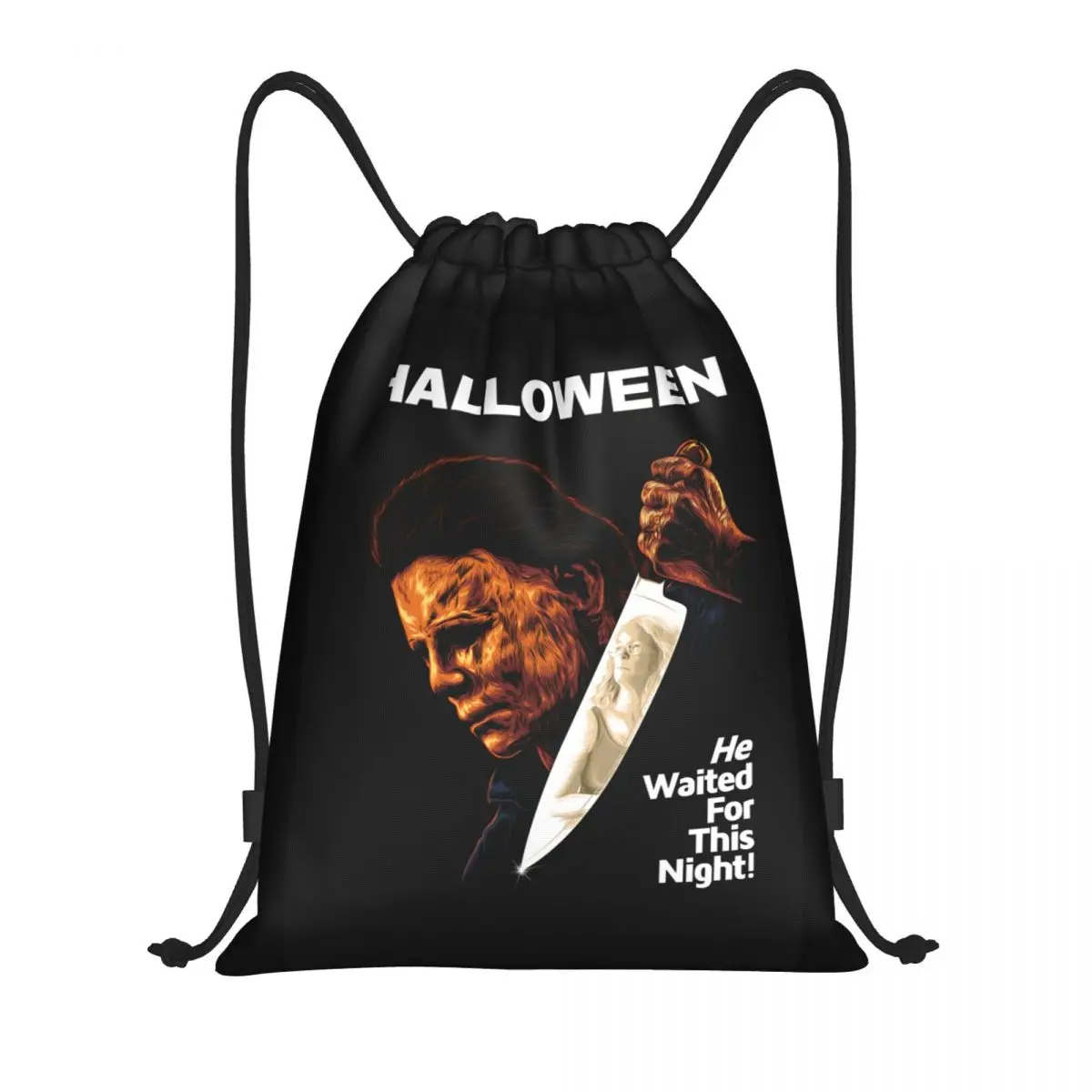 Custom Michael Myers Knives Drawstring Bag for Shopping Yoga Backpacks Men Women Halloween Spooky Movie Sports Gym Sackpack