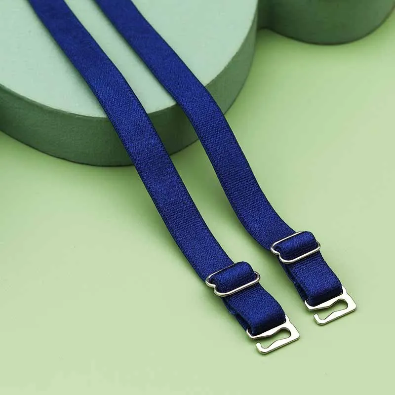 1 Pair Bra Shoulder Straps Non-slip Straps Summer Stainless Steel Solid Color Cloth Shoulder Straps Elastic Underwear Accessory