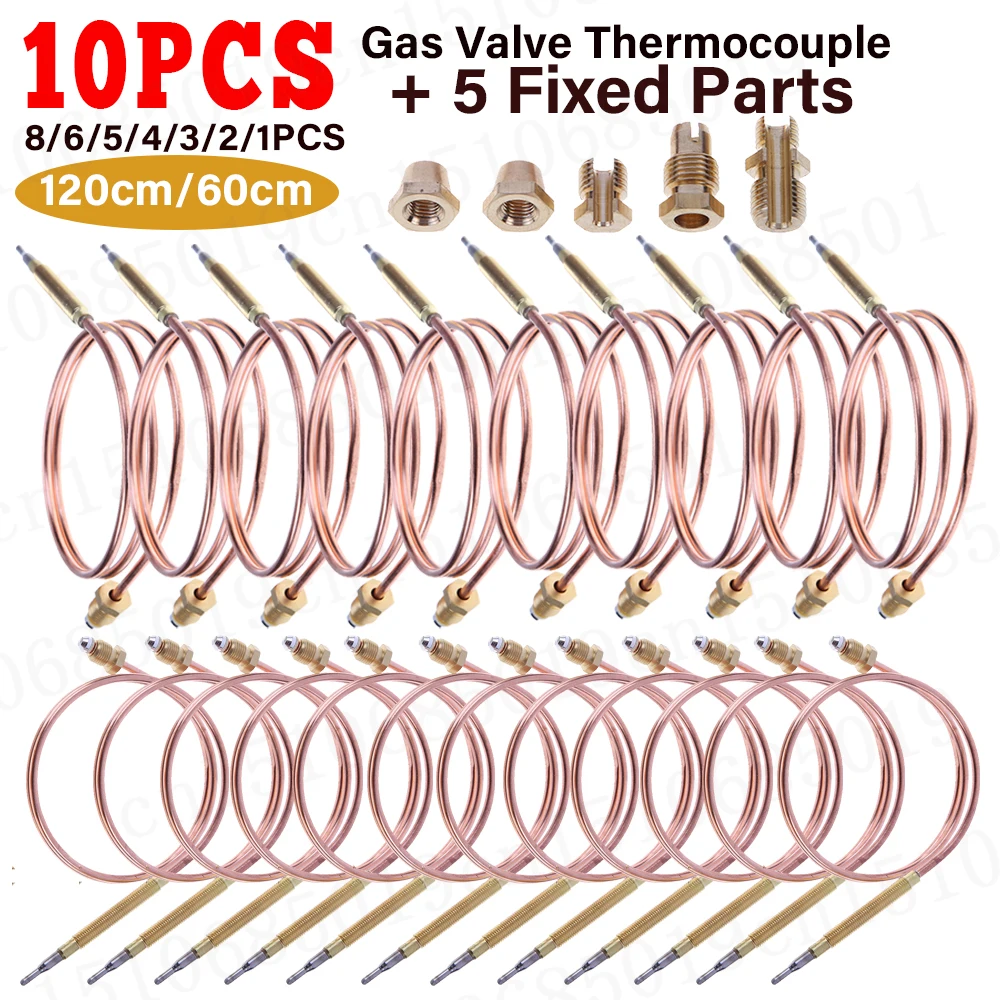 60/120cm Gas Thermocouple for Hot Water Boiler with 5 Fixed Parts Gas Valve Induction Line Thermocouple For Ovens Boilers