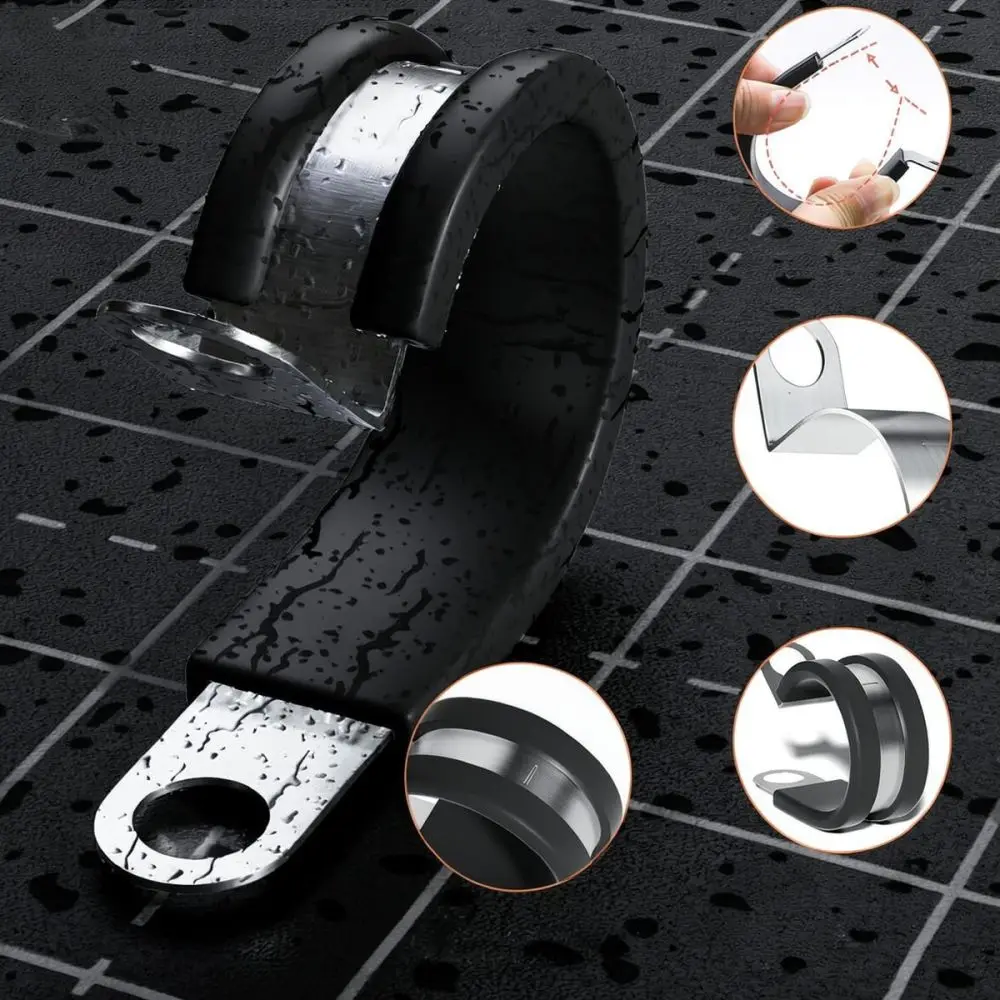 Heavy Duty Stainless Steel Pipe Hanger Rubber Cushioned Cable Mounting Clamp For Electrical Wire Hose Fixing And Support