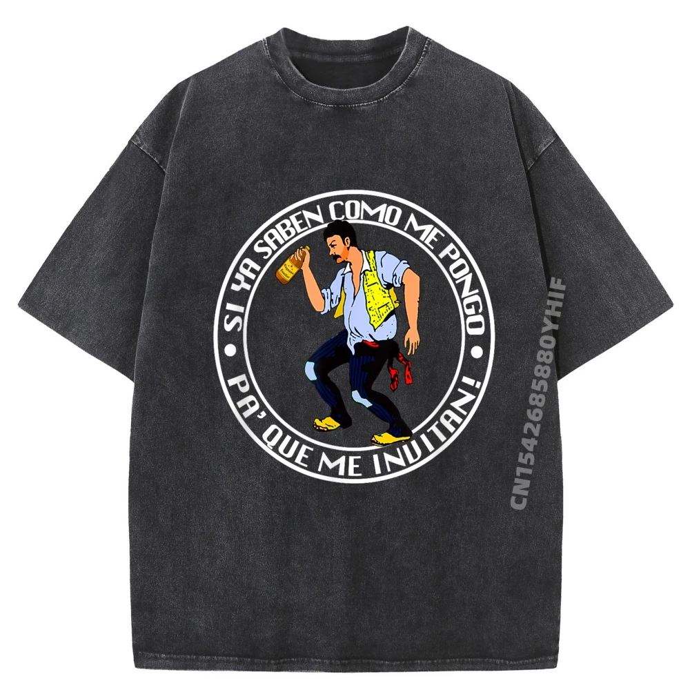 

Si Ya Saben Como Me Casual Mens Tops Tees Graphic Tees Mens Leisure Washed Tee-Shirt Printed Tee Man Luxury Clothes
