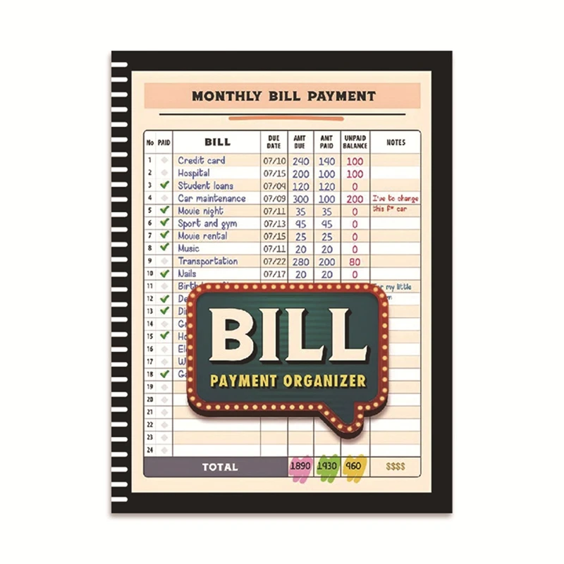 Bill Tracker Notebook Monthly Bill Organizer & Planner For Personal Budgeting Financial, Bill Payment Organizer