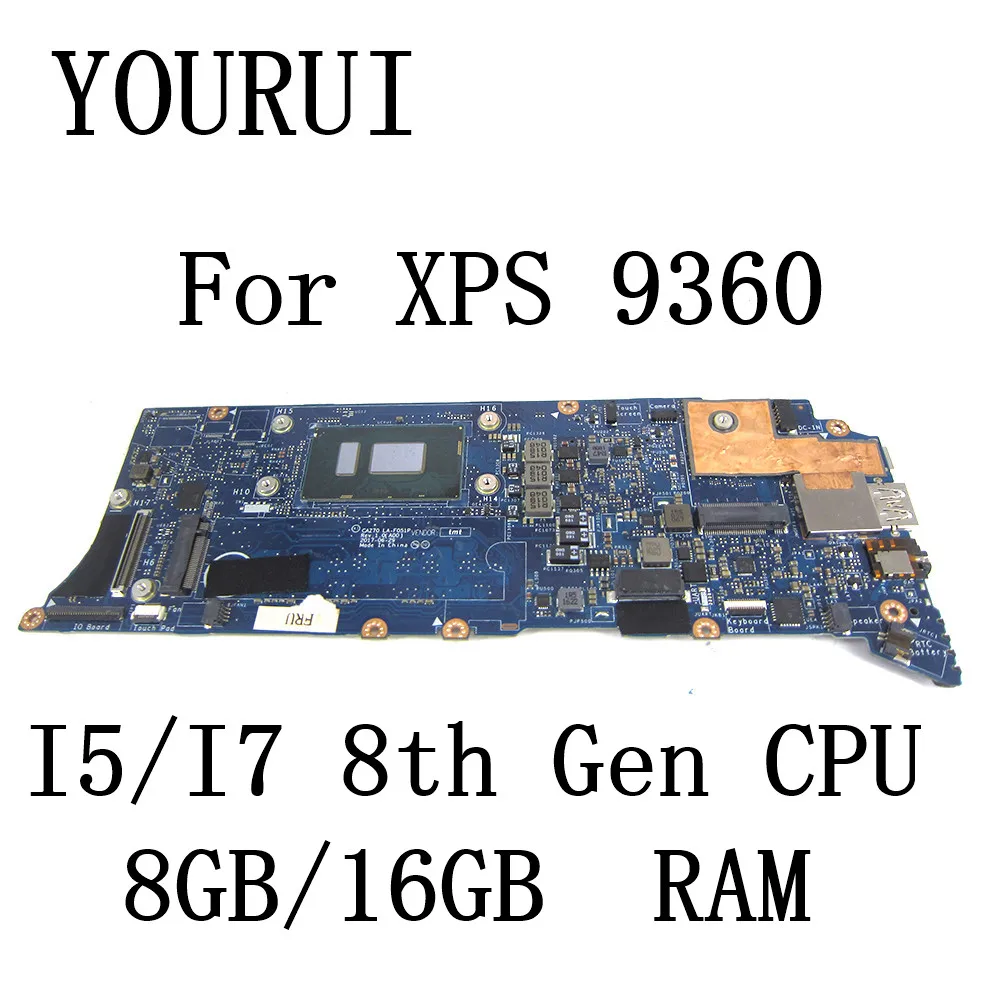 CAZ70 LA-F051P For Dell XPS 13 9360 Laptop motherboard with I5/I7 8th Gen CPU and 8GB/16GB RAM Mainboard