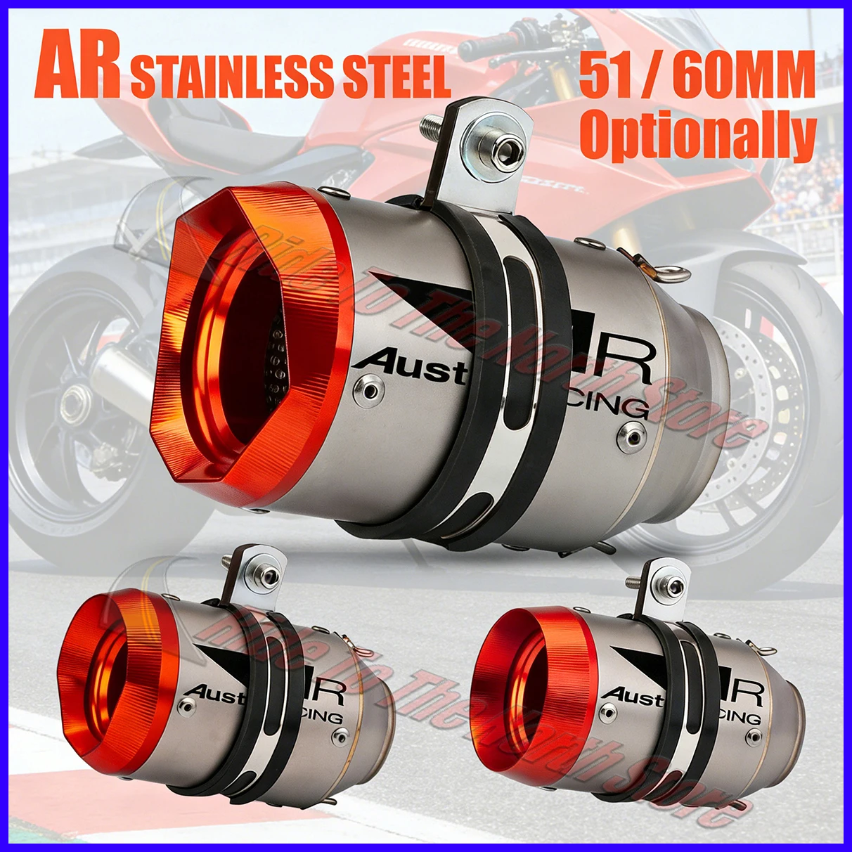 

Orange tip AR Exhaust Muffler Escape With DBKiller for Kawasaki honda suzuki ktm bmw CFmoto kove ZXmoto yamaha Exhaust Tail Pipe