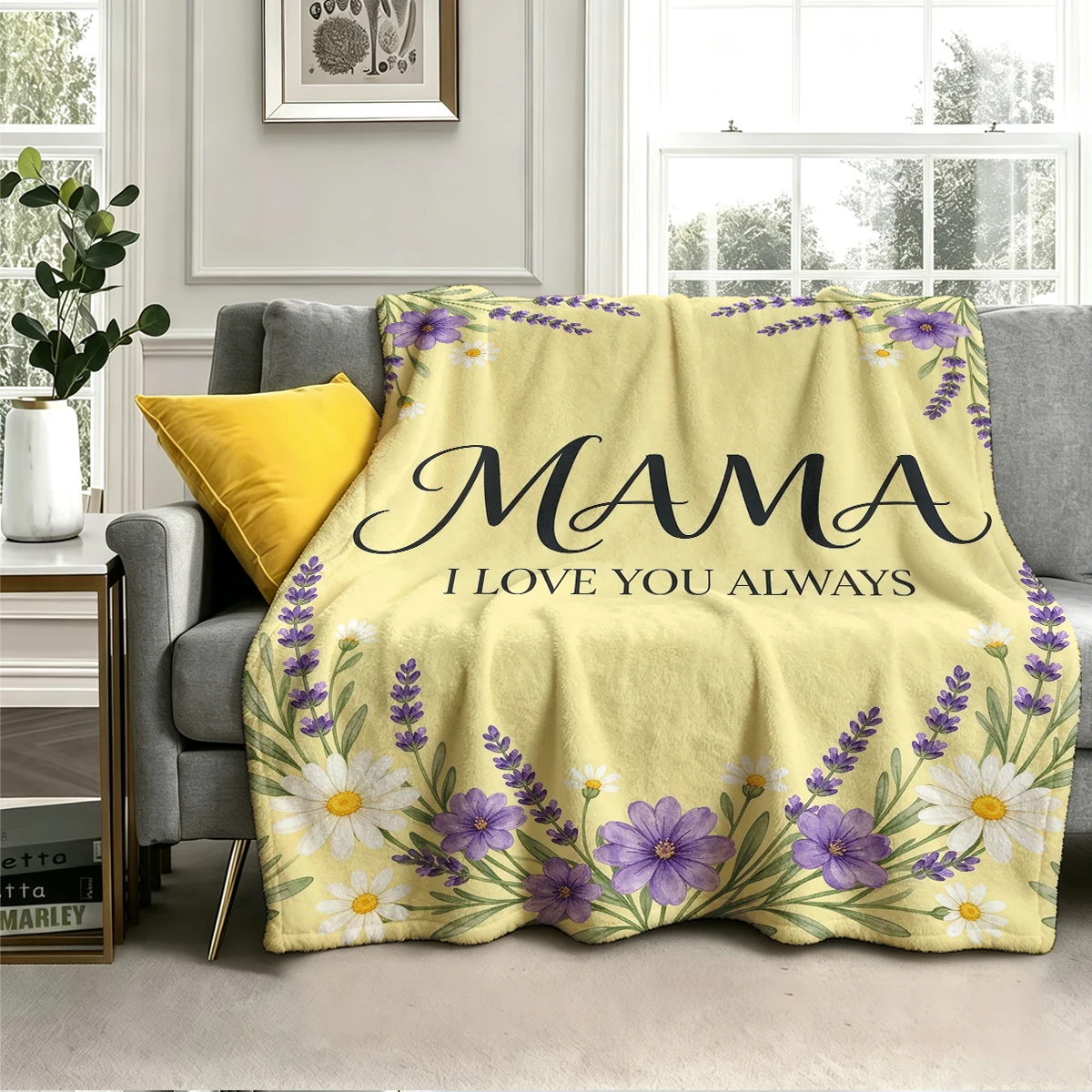 Mama Lav Corner Yellow Flannel Blanket Cartoon Printed Throw Blanket for Kids Adults Soft Plush Bed Sofa Cover Gift