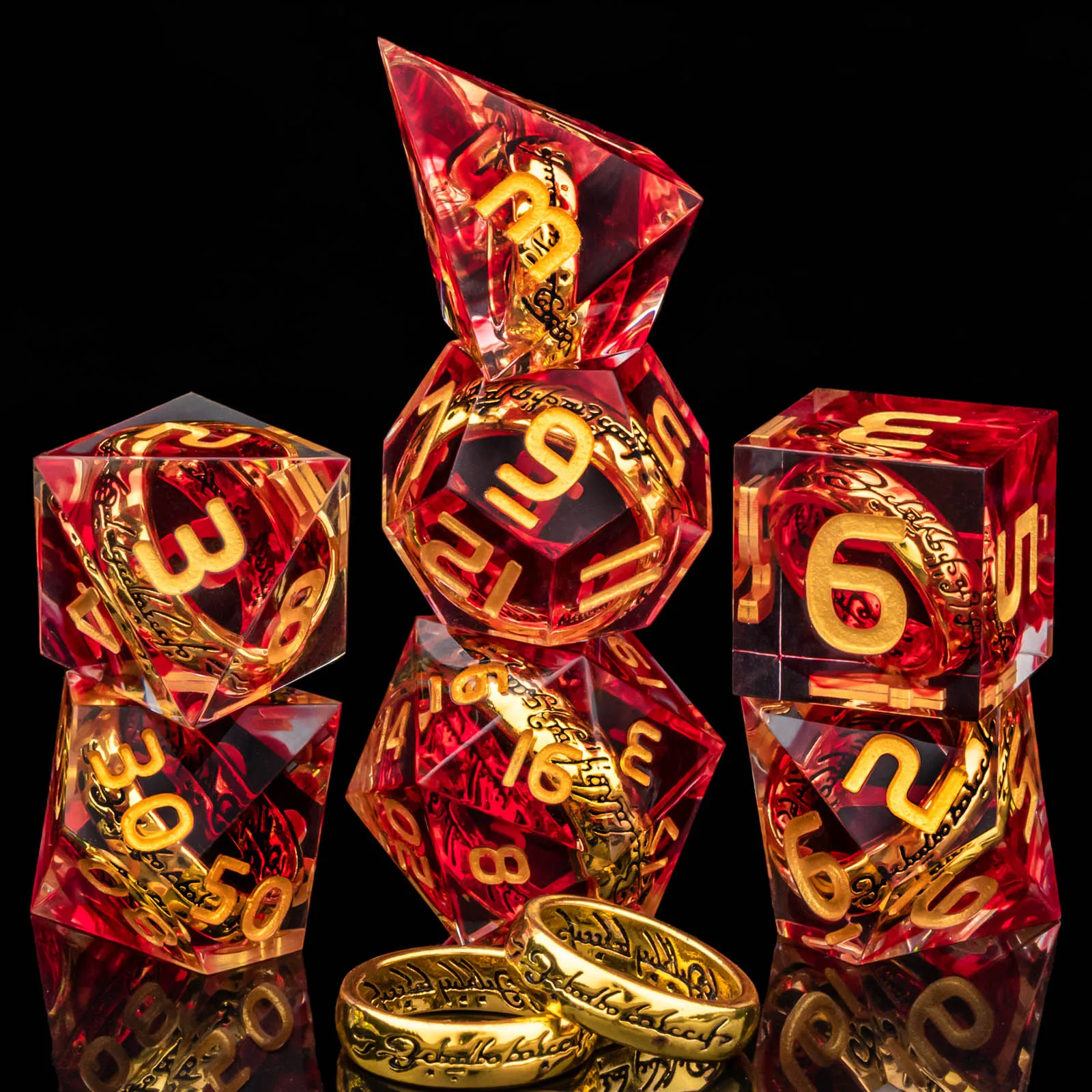 

Magic Lord Rings DND Dice Set, 7Pcs Resin LOTR D&D Dice Set for Role Playing Game, Dungeons Dragons D and D Sharp Edge Dice Set