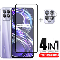 4-in-1 For Realme 8i Glass For OPPO Realme 8i Tempered Glass HD Full Cover Glue Screen Protector For Realme 8i Camera Lens Film