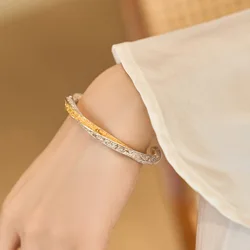 New Style Trendy Twist Flower Carving Thai Silver Female Bangle Jewelry For Women Valentine's Day Gifts No Fade