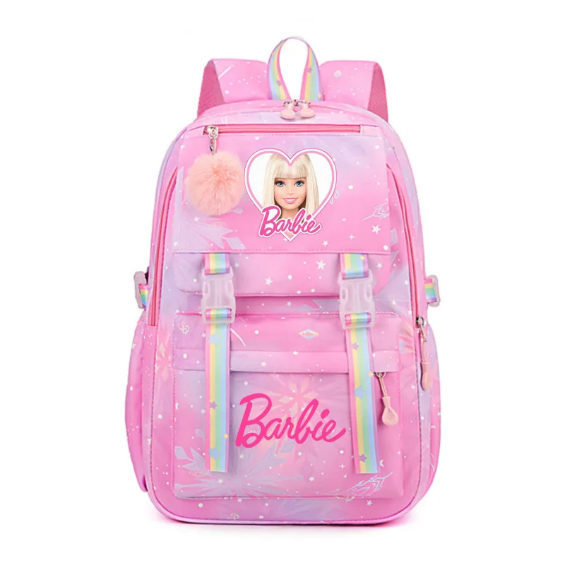 

Miniso Barbie High Capacity Schoolbags Kids Multi-layer Pockets Casual Backpacks Girls Kawaii Cartoon Bookbags Teenager Students