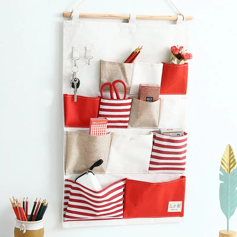 Home Storage Hanging Bag Wall Hanging Type Door Dormitory Bedroom Creative Fabric Wardrobe Underwear Storage Hanging Bag