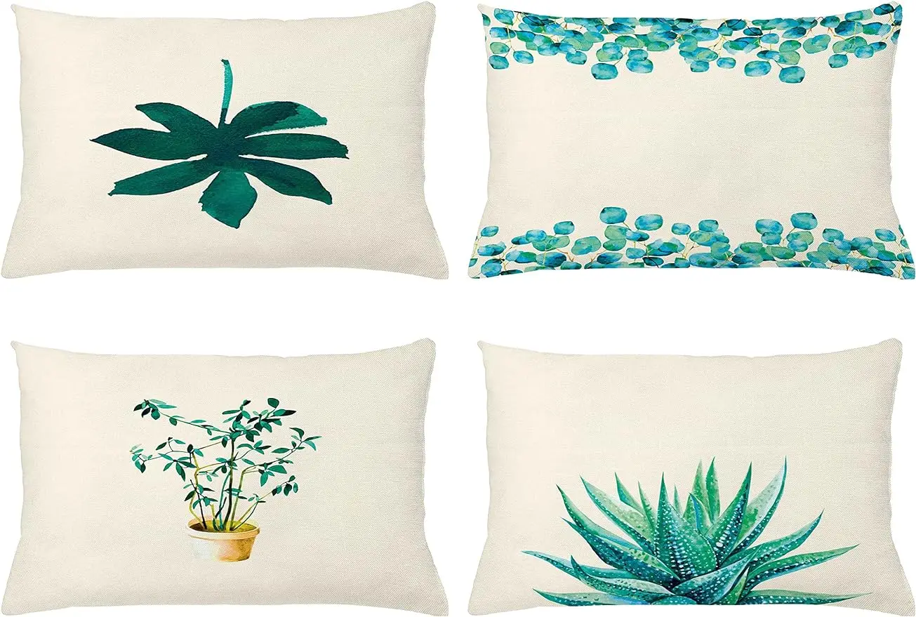 Botanical pillow cushion case minimalist agave tequila botanical print waist pillowcase 40X60cm Autumn decoration