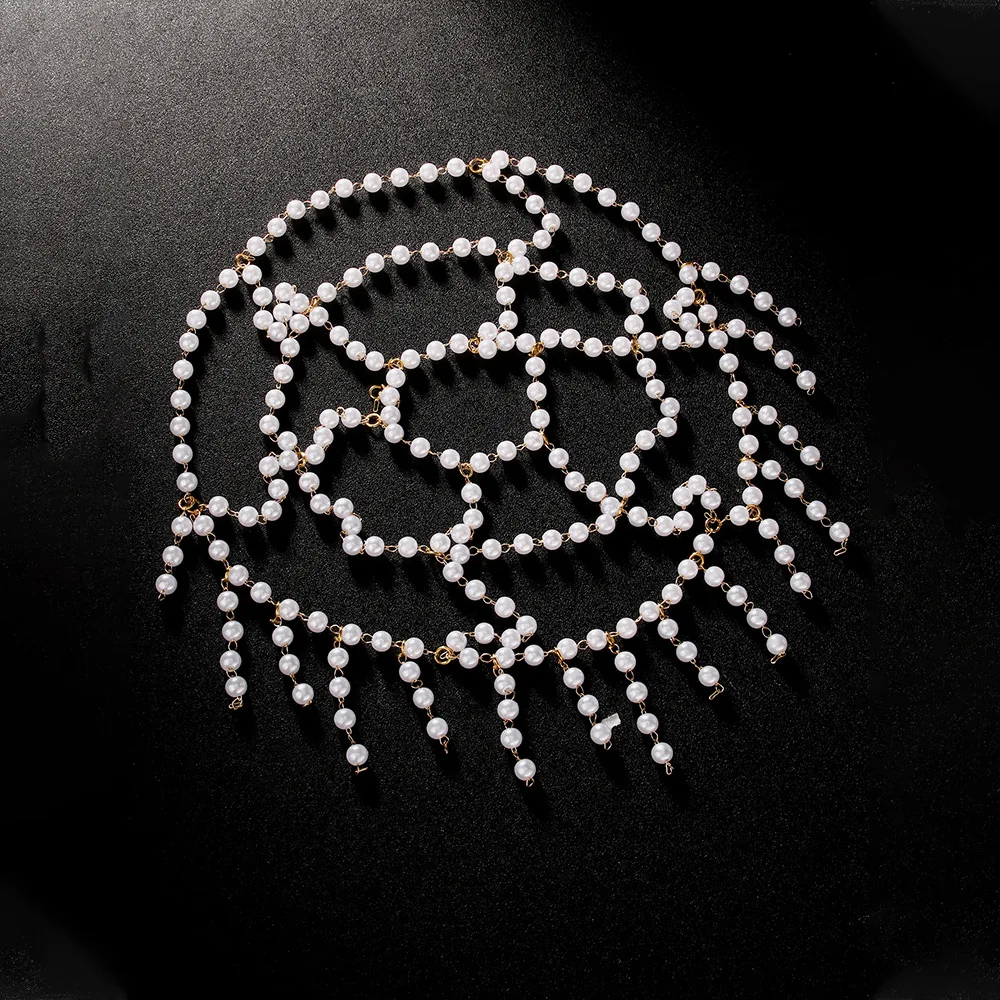 Great Gatsby Pearl Tassel Headpiece Cap Wedding Hair Accessories Indian Jewelry Elegant Bridal Head Chain Hat Women Prom Gifts - view 3