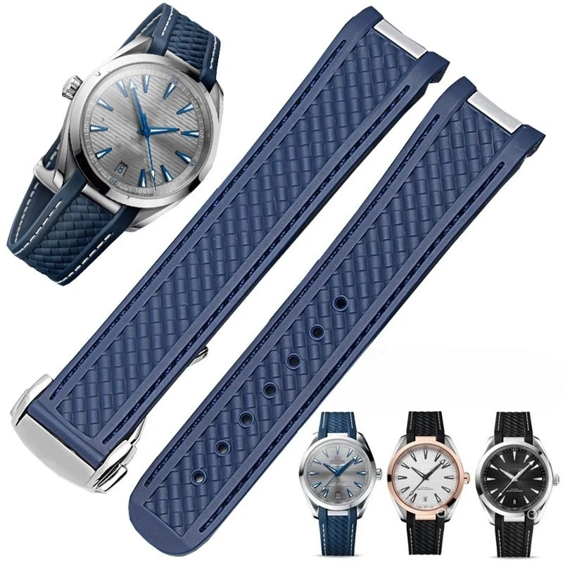 Suitable for Omega Silicone Strap Alternative Hippocampus 300 AT150 Disc Fly 424 Speedmaster Cosmos Rubber Watch Chain 20mm
