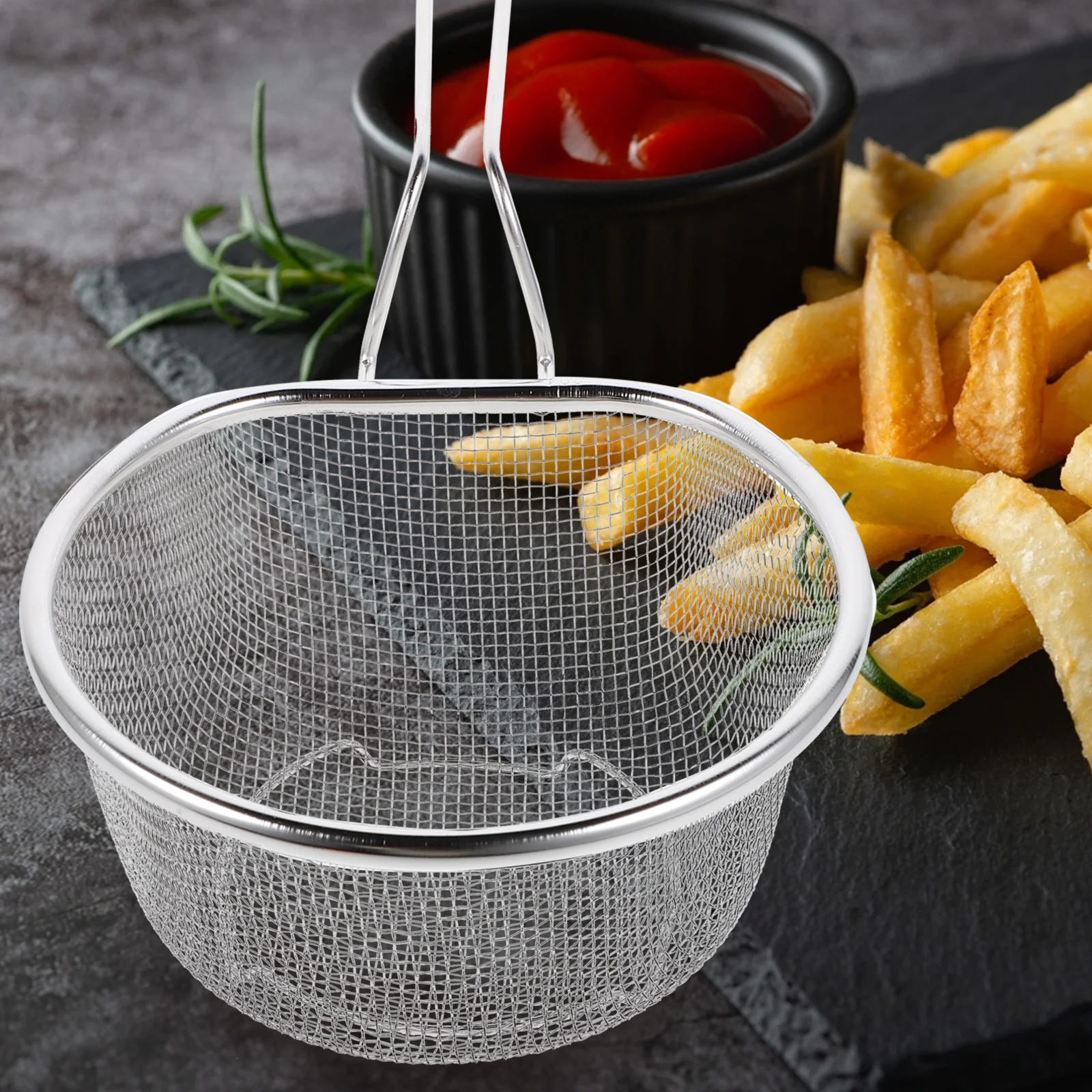 

Stainless Steel Frying Basket 21Cm Heat Resistant Oil Filter Drain Tool For Fried Chicken French Fries Kitchen Gadgets