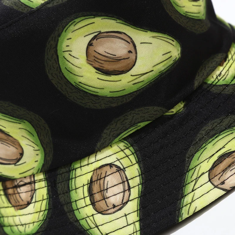 Kreative bedruckte Eimerkappe mit Fruchtmuster, Unisex, Freizeit-Fischerhut für den Außenbereich, Sommer-Strand-UV-Schutz-Sonnenhut, Panama-Bob – Detail 6