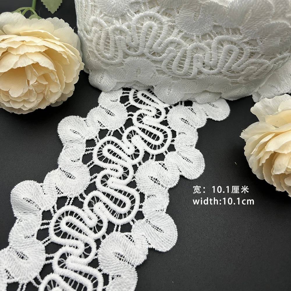 

HWARM кружевная ткань со спиральным волнистым узором 10,1 см, белая вышивка своими руками, свадебная юбка, занавеска, платье, аксессуары для одежды