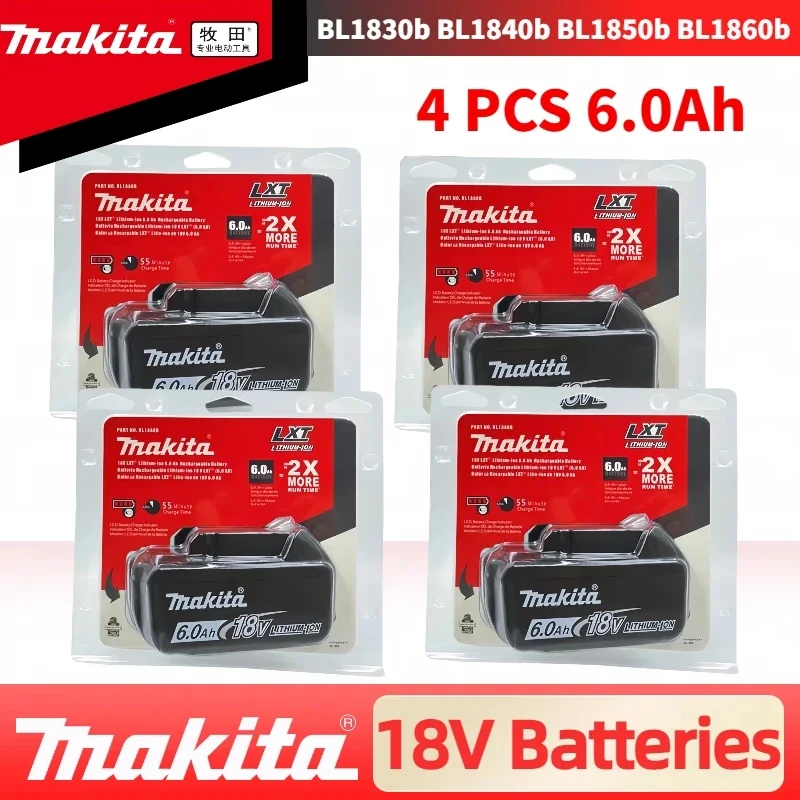 

100% Original Makita Rechargeable Power Tool Battery, Replaceable LED Lithium-ion, 6.0 Ah 18V BL1860B BL1860BL1850 BL1830 LXT