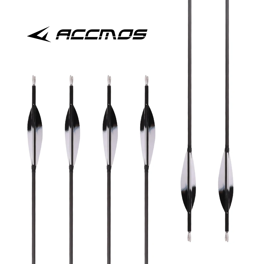 12pcs ID6.2 True Feather Arrow Pure Carbon Arrow Shaft spine 300-800 Bow Target Shooting Hunting Accessories