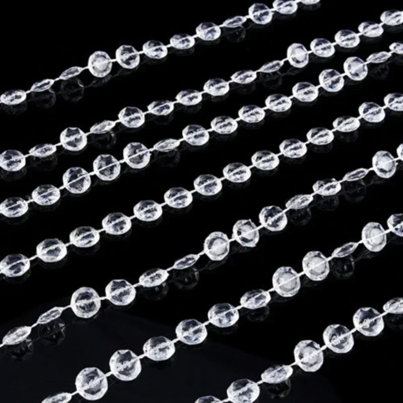 10m Acrylic Beads Golden Silver Beads Chain Garland Diamond DIY Curtain Beads String Decoration For Wedding Christmas Tree