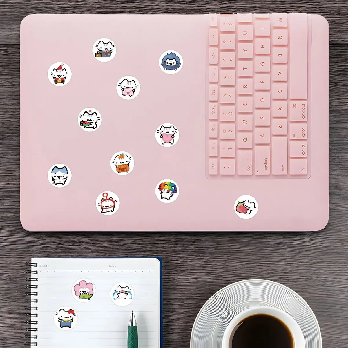 500 Stück/Rolle, Kätzchen-Motiv, tägliches Graffiti-Design, niedliche Katzen-Cartoon-Aufkleber, für Laptop, Handy, Gitarre, Skateboard, wasserfeste Aufkleber. – Detail 4