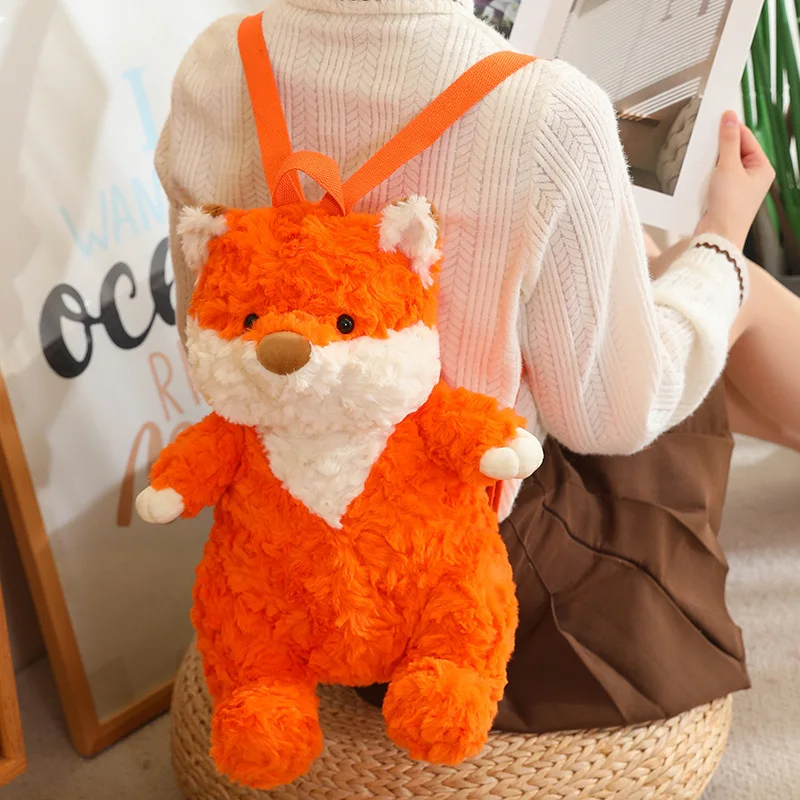 Sac à dos animal de dessin animé, sac à double épaule, cadeau en peluche, renard, Krasnoours, chien, chat, over, 33cm