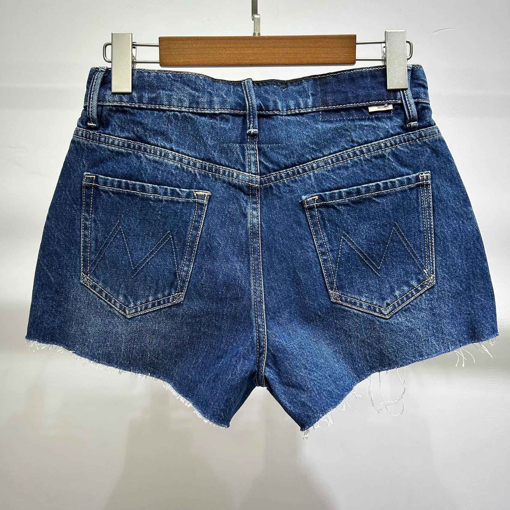 Short en jean taille haute pour femme, jean astronomique, pantalon court, bord barbu, bleu lavé, nouveau, 2024SS