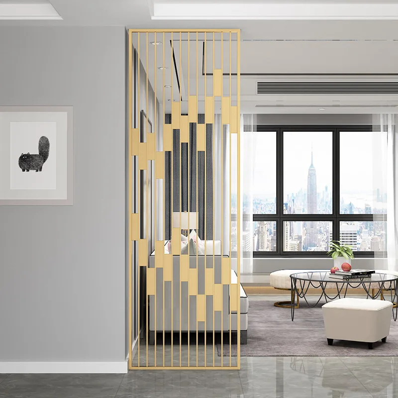 

Wrought iron screen modern simple partition wall living room entrance door blocking entrance restaurant bedroom home