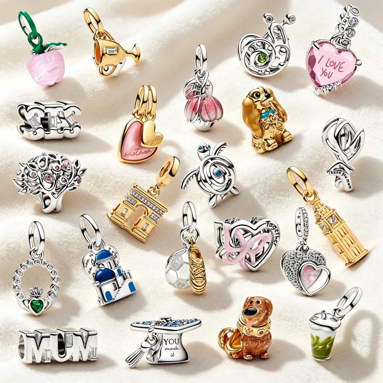 Zirkon-Rosenperlen S925 Reines Silber Hundeherz-förmiger Buchstabenanhänger DIY Schlangenkette Anhänger Damenschmuck Muttertagsgeschenke – Detail 1