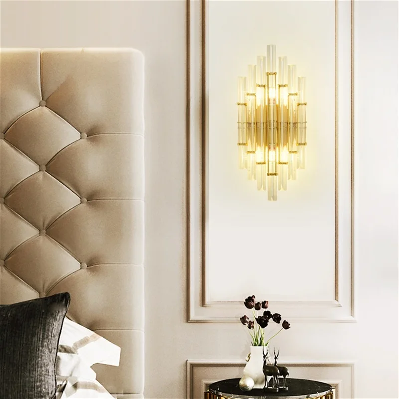 DEBBY-Crystal Wall Sconce Lamp, Quarto moderno Luxo Ouro LED Design, Varanda Decorativa para Casa, Corredor Interior