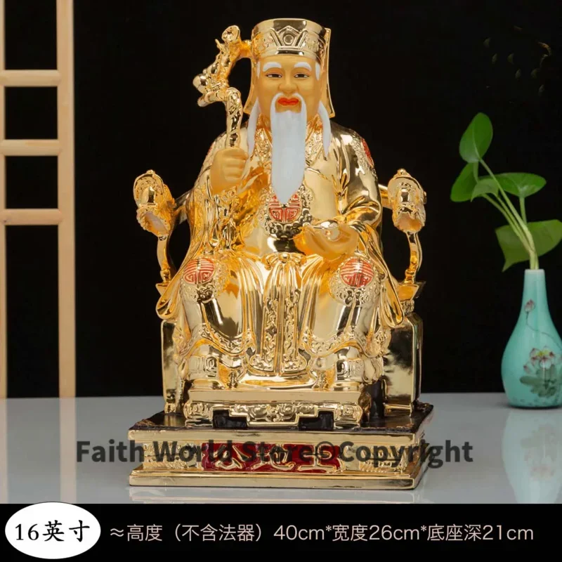 large Asia Shrine altar Worship TOP high grade gold plating Copper TU DI GONG PO God of wealth Mammon buddha statue protection