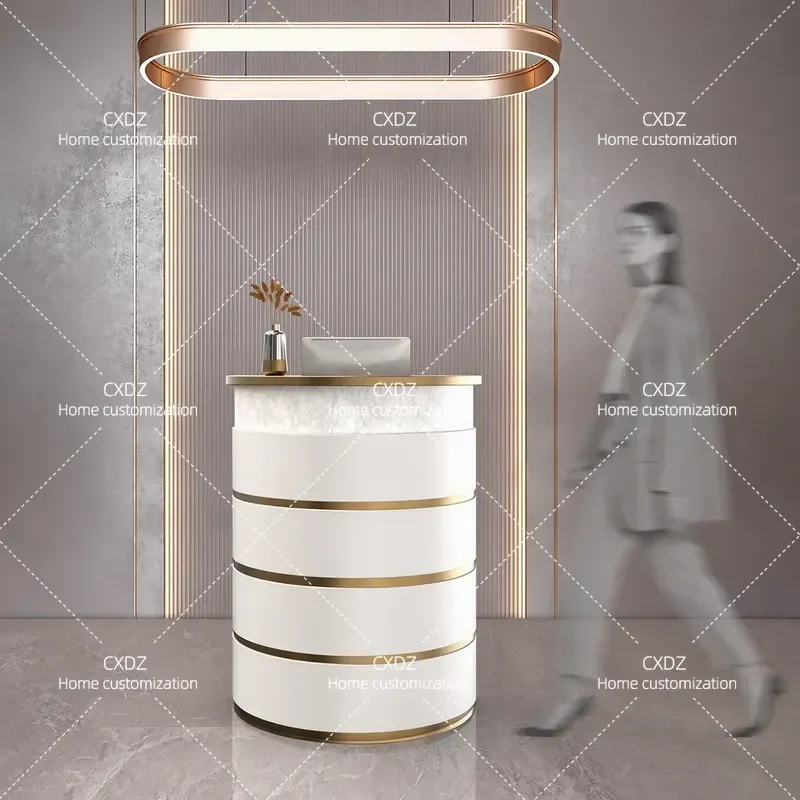 Beauty salon reception table, light luxury semicircle checkout page company front desk welcome desk simple modern information