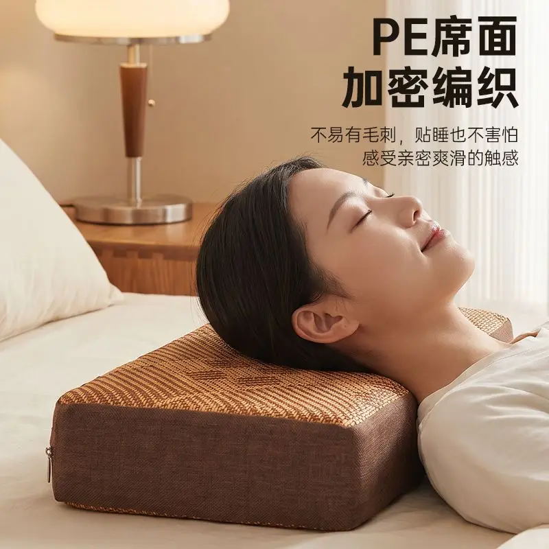Cooling PE Woven Contour Pillow Breathable Neck Support Cushion for Bedroom Sleep Summer Use Adults Comfortable Non-irritating