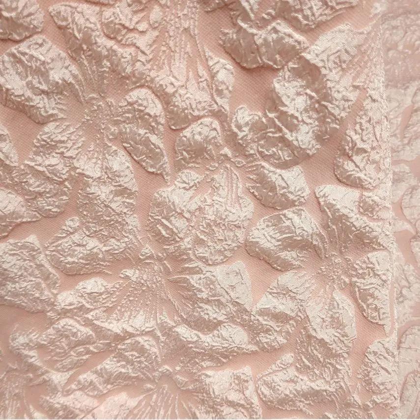 قماش كريب فقاعي من قماش الجاكار مع نسيج كبير لتخفيف الزهور للنساء بدون حمالات، مادة ملابس ذاتية الصنع الأكثر مبيعًا