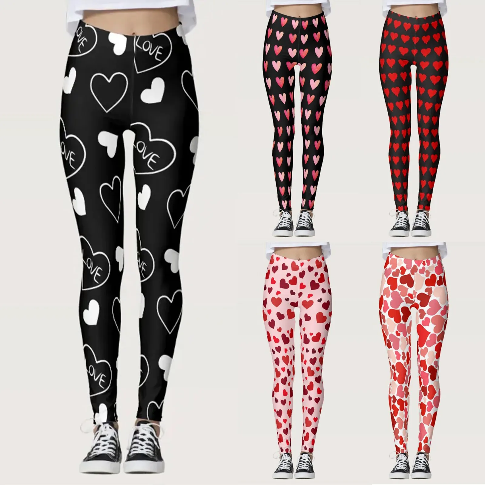 Woman Love Print Valentine Leggings Butt Lift Elastic High Waist Slim Pants Y2k Gym Sports Jogger Pants Female Outwork Bottoms