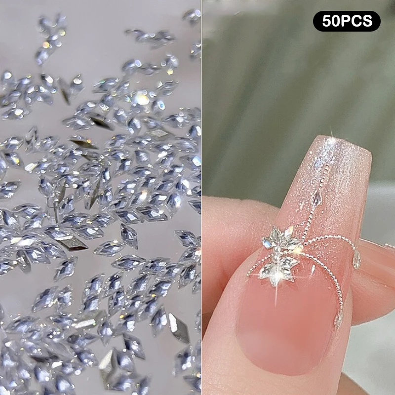 50pcs เล็บ MINI Zircon Charming ประกายคริสตัล Rhinestones คอลเลกชันผสมสีหรูหราตกแต่งเล็บอุปกรณ์เสริม