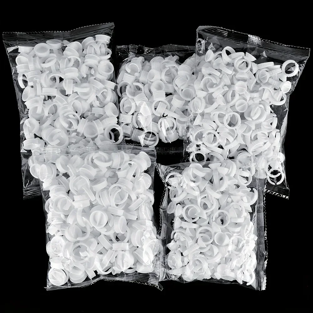 NARKASY 100PCS Glue Rings For Eyelash Extension Nail Art Glue Holders Eyelash Pallet Cups For Tattoo Pigment Makeup Tools
