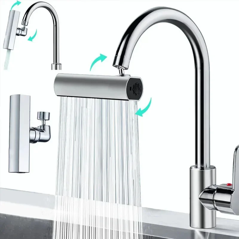 Universal Waterfall Kitchen Faucet, 720 Swivel Spout Sprayer, Bathroom Basin, Water Tap Extender, Rainfall Sink Mixer, New, 4 Mo