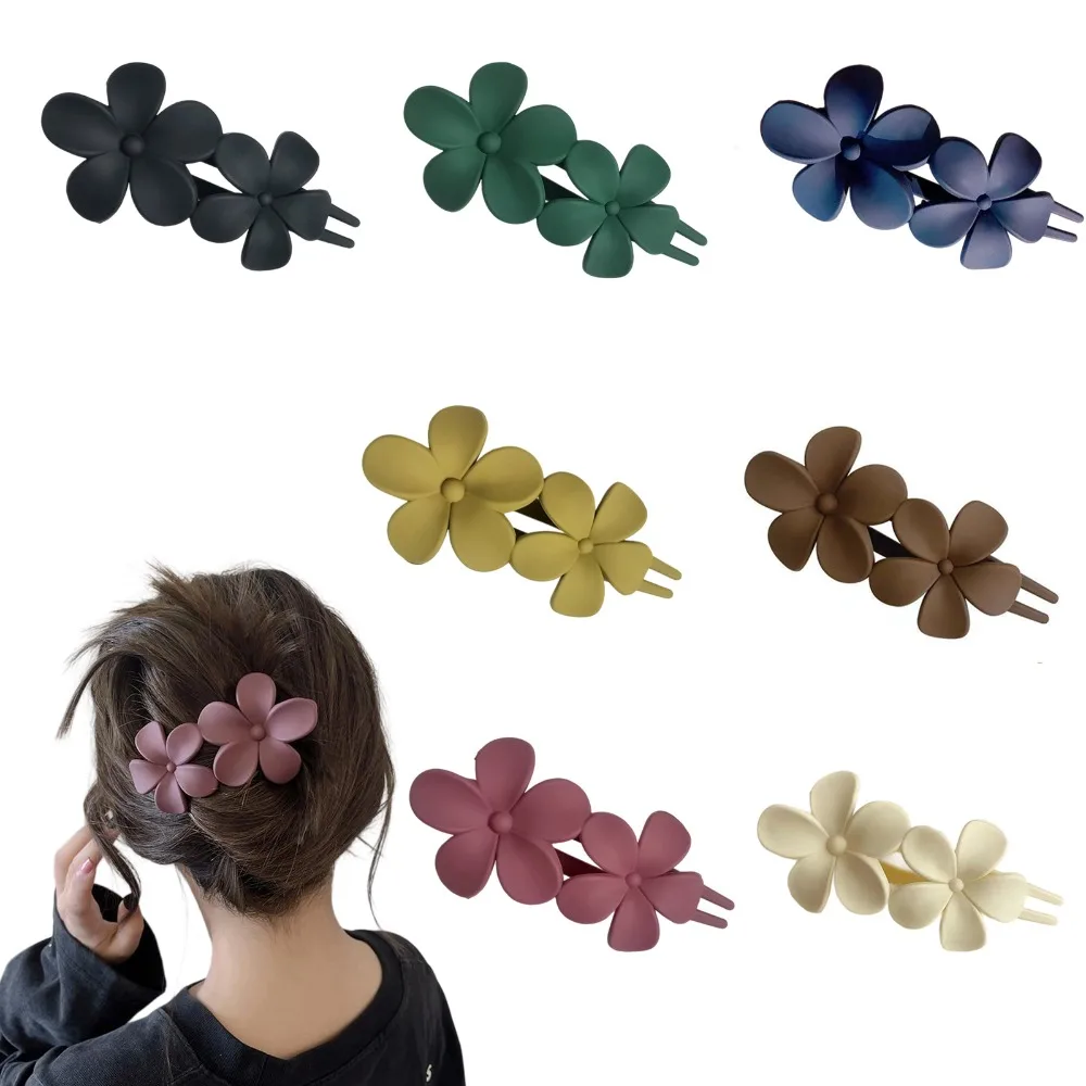 

7 PCS Lay Down Flat Flat Hair Claw Clips Frosted Matte Flower Barrettes Non-Slip Strong Hold Hair Accessories Beach Party