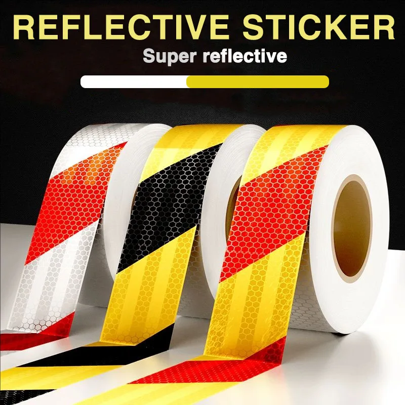 Black Yellow Caution Reflective Tape Car Reflective Sticker Outdoor Floor Safety Driveway Vehicles Trailers Boats Warning Tape