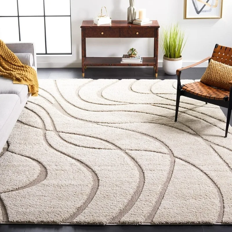 

Large Non-Shedding Plush Shag Area Rug Cream Beige 8x10 Feet for Living Room Bedroom