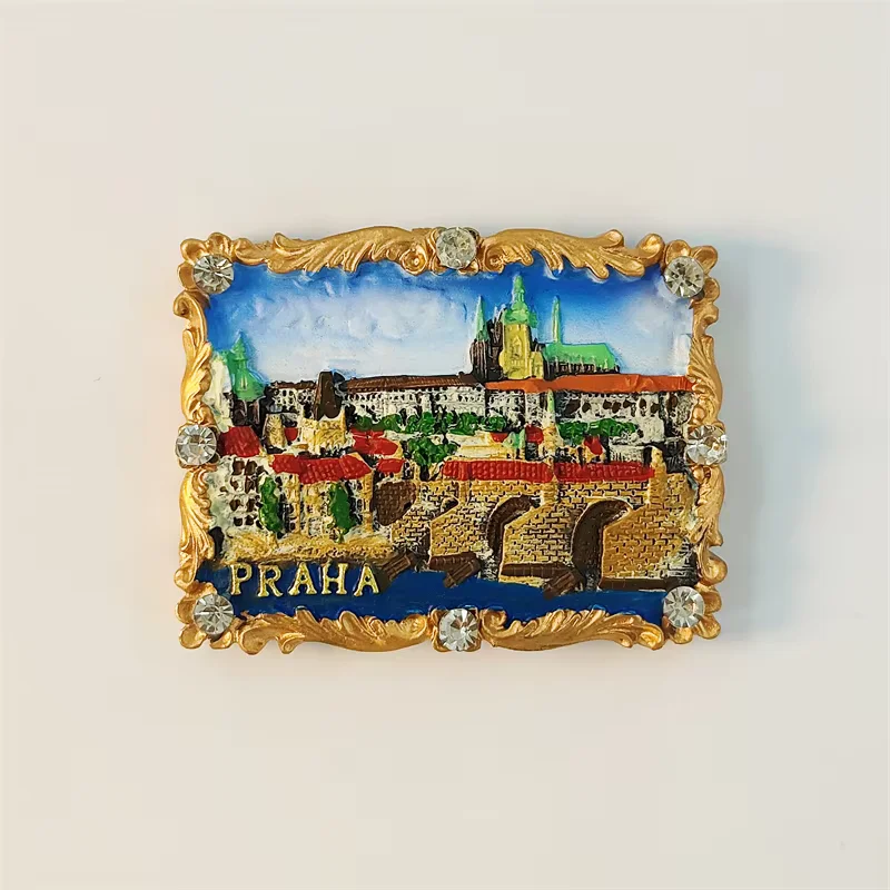 Чешская Республика, Борг, Очаровательный мост, 3D стереоскопический, Сувениры для туризма, Картина из смолы, Украшение дома, Магниты на холодильник