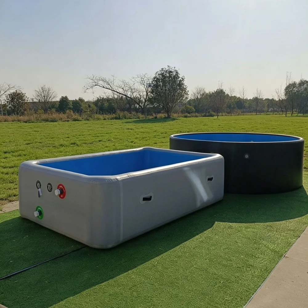 Rectangular Inflatable Swimming Pool, Portable Cold Plunge Pool, Foldable for Backyard Outdoor Use, Drop Stitch Technology