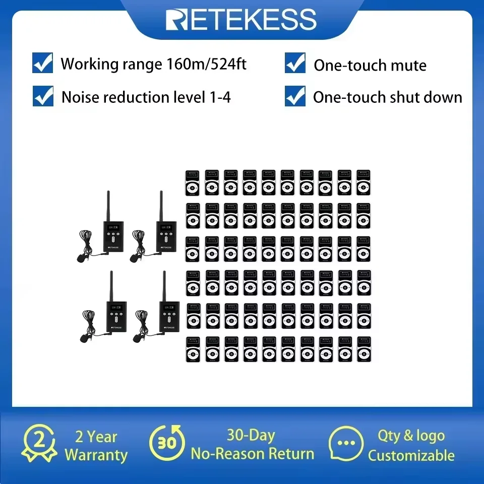 Retekess T130P T131P Wireless Tour Guide System Wireless Audio system Whisper System for Churches For Travel Museum Teaching