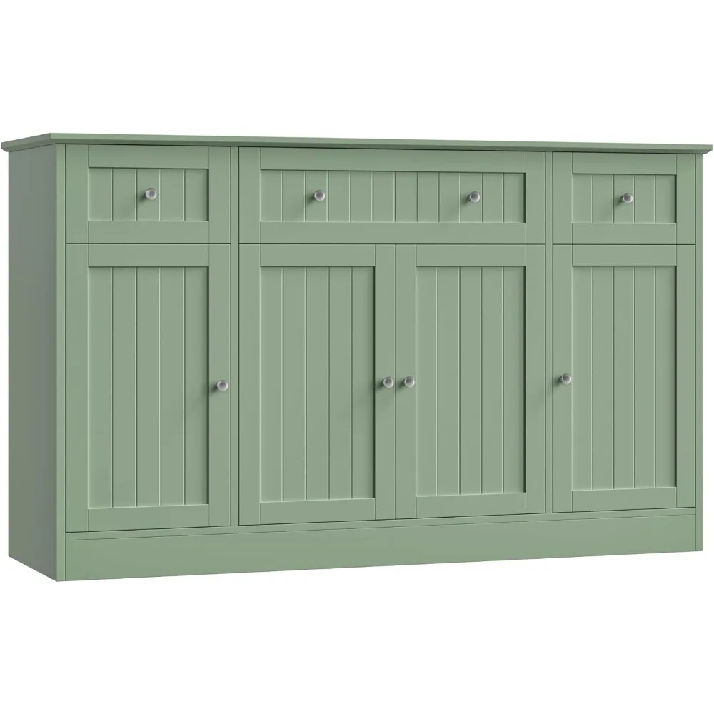 

55" Sideboard Buffet Cabinet with Storage, Modern Kitchen Buffet Storage Cabinet with Drawers, Wood Coffee Bar with Adjustable