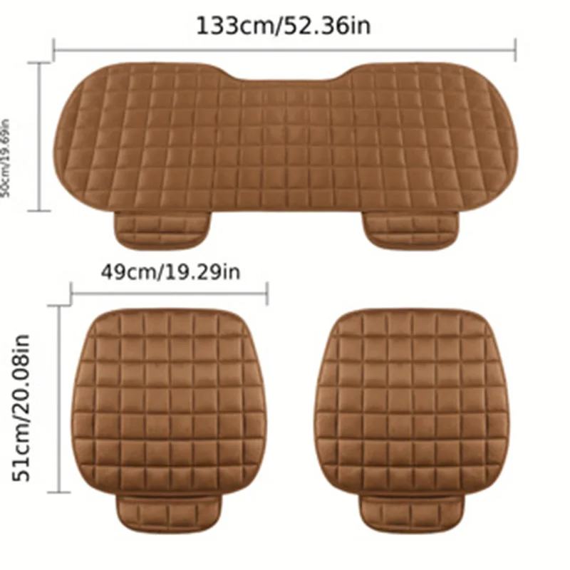 Winter car cushion backless checkered embroidered plush tie-free warm single-piece seat cushion