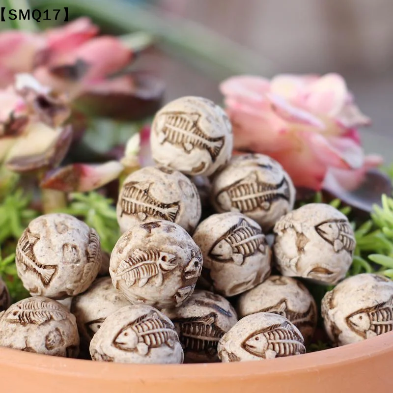 20pcs Fish Fossilssphere Paving Sculptures, Garden Decoration Paving Stones, Bonsai Filling Sculptures, Resin Handicrafts【SMQ】