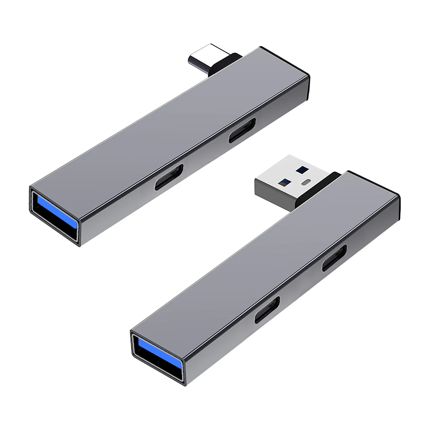 USB Hub 3 Port USB 3.0 Adapter Portable Mini Dock Stations Ultra-Slim 5Gbps/480Mbps High Speed USB-C Splitter 3 IN 1 Converter