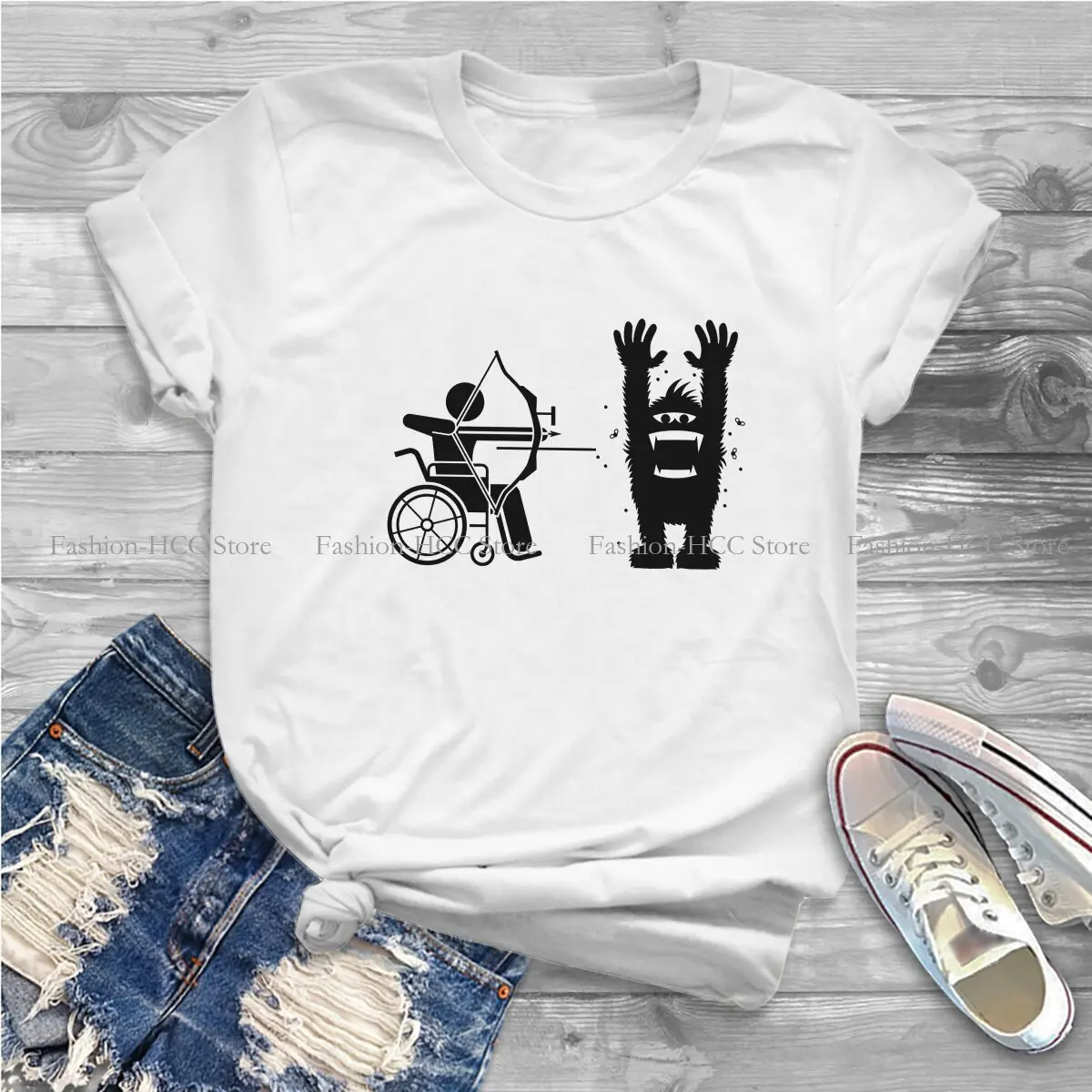 Archery Weird Style Polyester TShirt Funny Wheelchair Top Quality Hip Hop Gift Clothes  T Shirt Short Sleeve